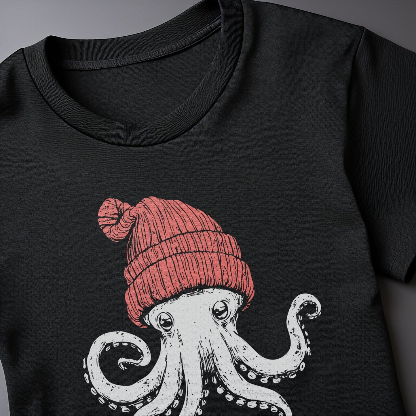 Octopus in a Red Beanie t-shirt