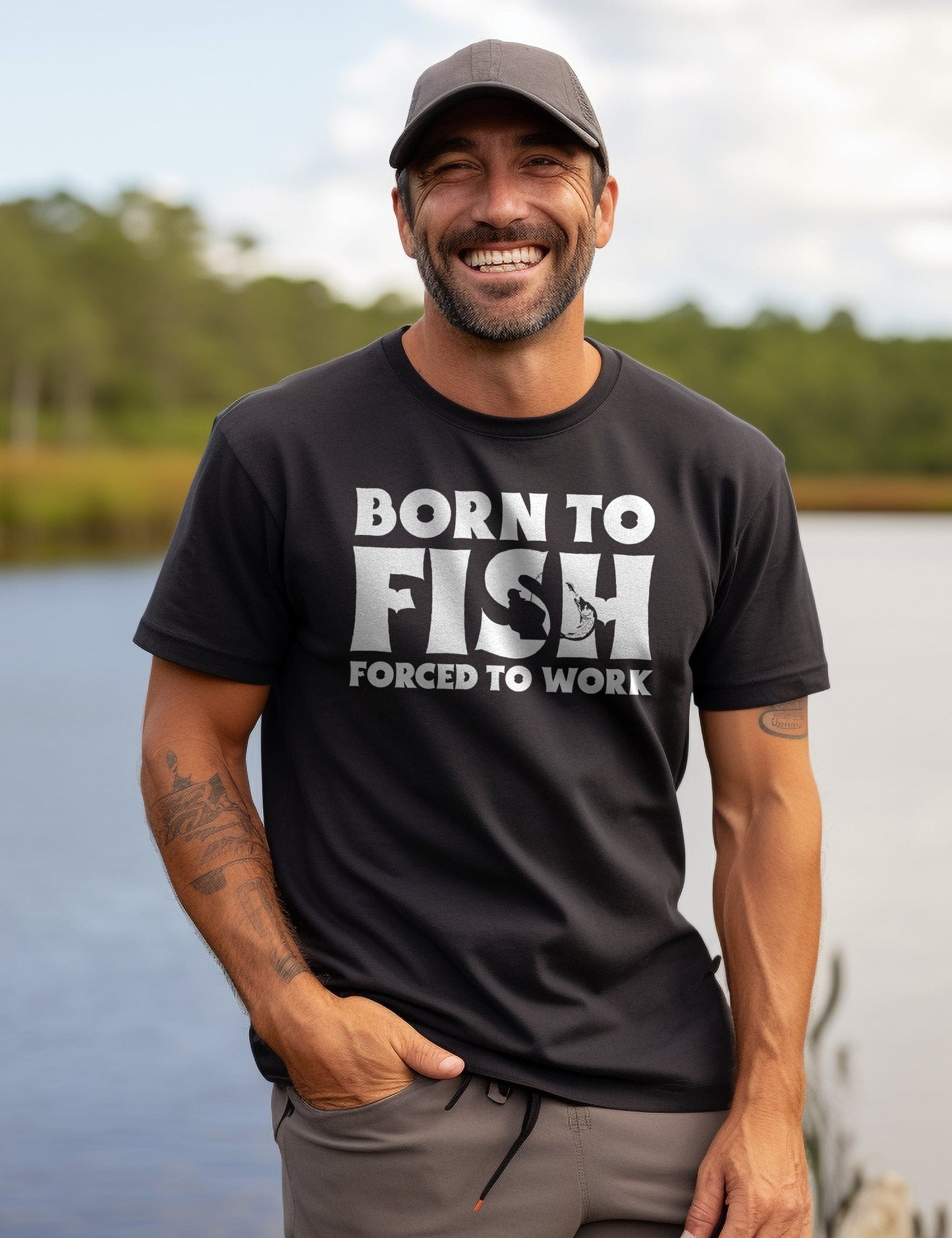 Born to Fish  Forced to Work T-Shirt Style001