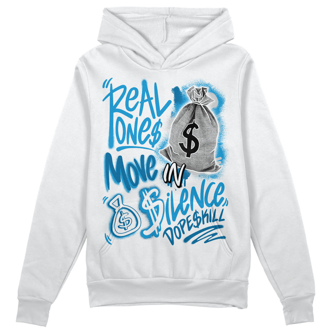 Military Blue 4s DopeSkill Hoodie Sweatshirt Real Ones Move In Silence Graphic