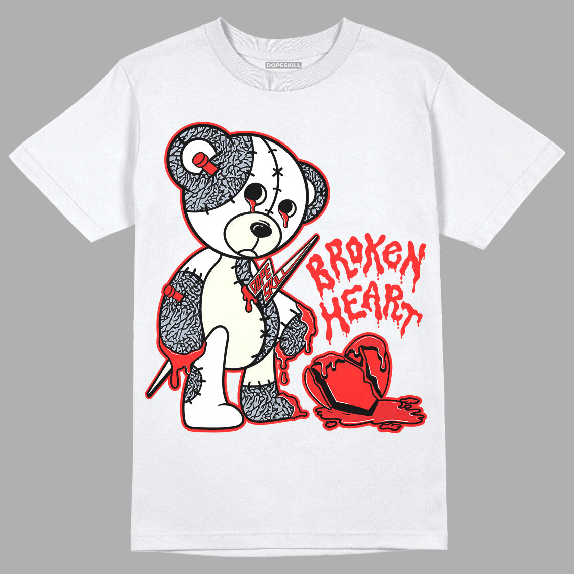 White Cement Reimagined 3s DopeSkill T-Shirt Broken Heart Graphic