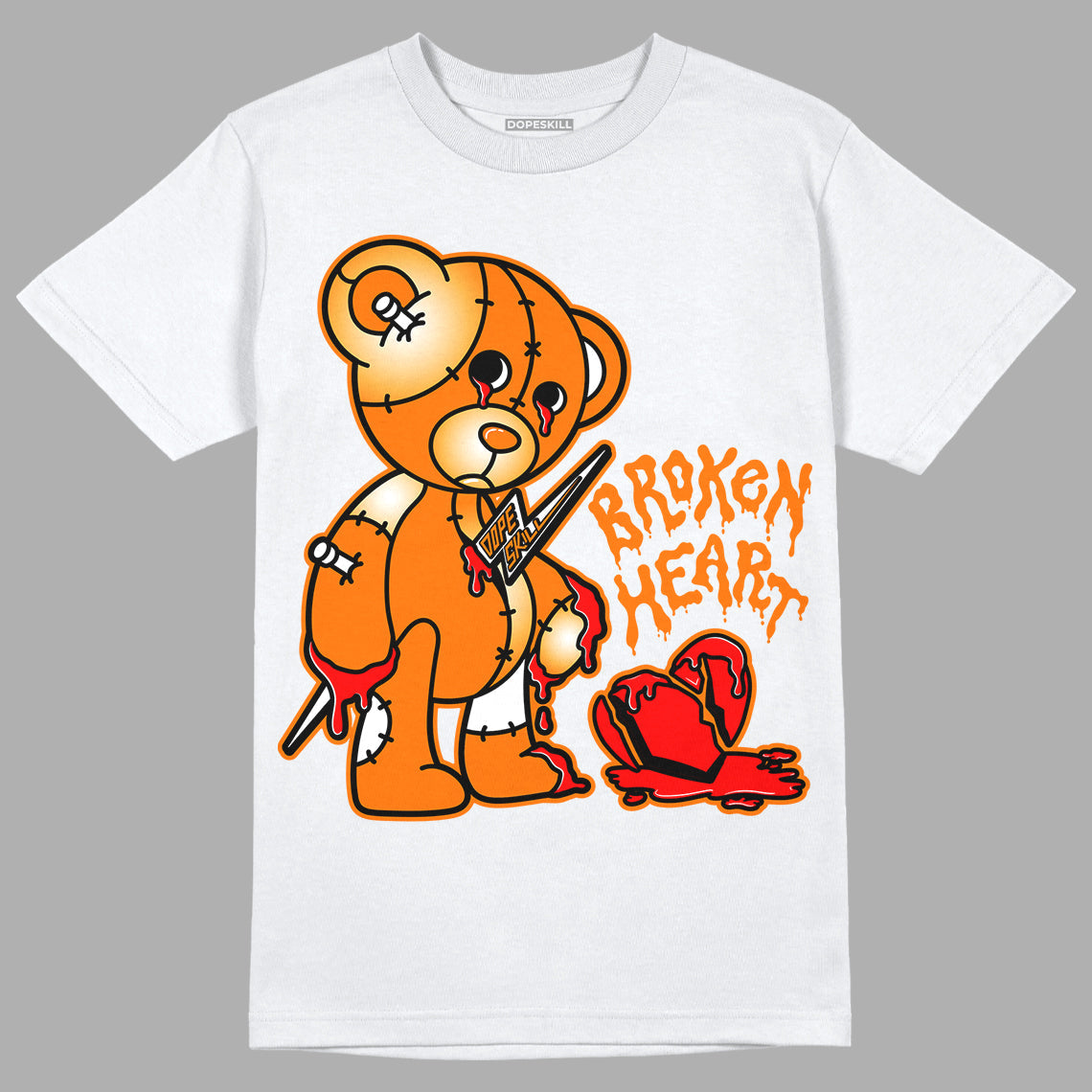 Dunk Low Magma Orange DopeSkill T-Shirt Broken Heart Graphic