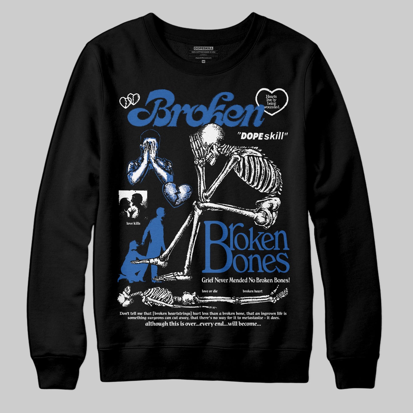 Blueberry 12s DopeSkill Sweatshirt Broken Bones Graphic