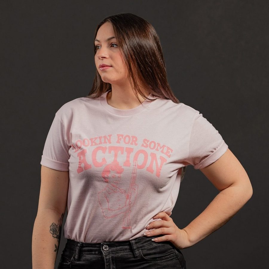Women's Looking For Action Boyfriend Fit T-Shirt - Light Pink