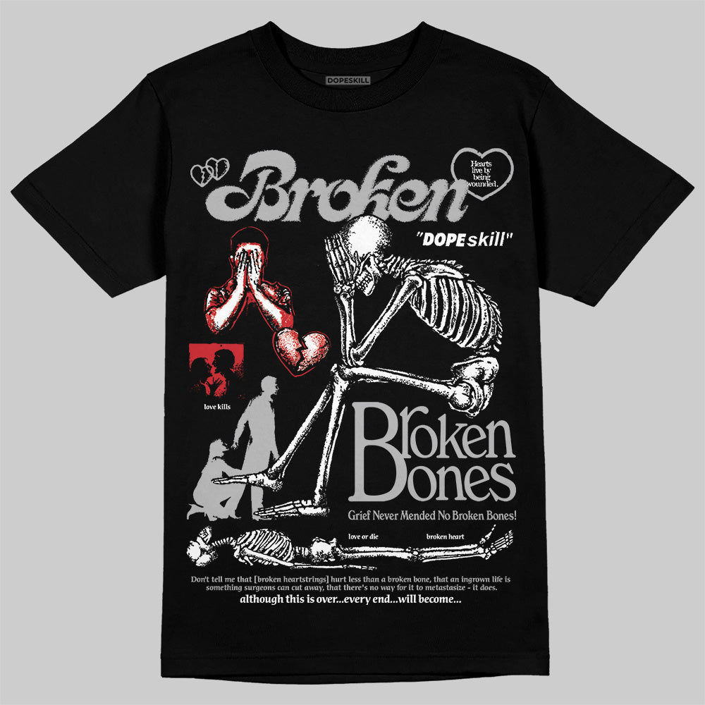 Black Cement 3s DopeSkill T-Shirt Broken Bones Graphic