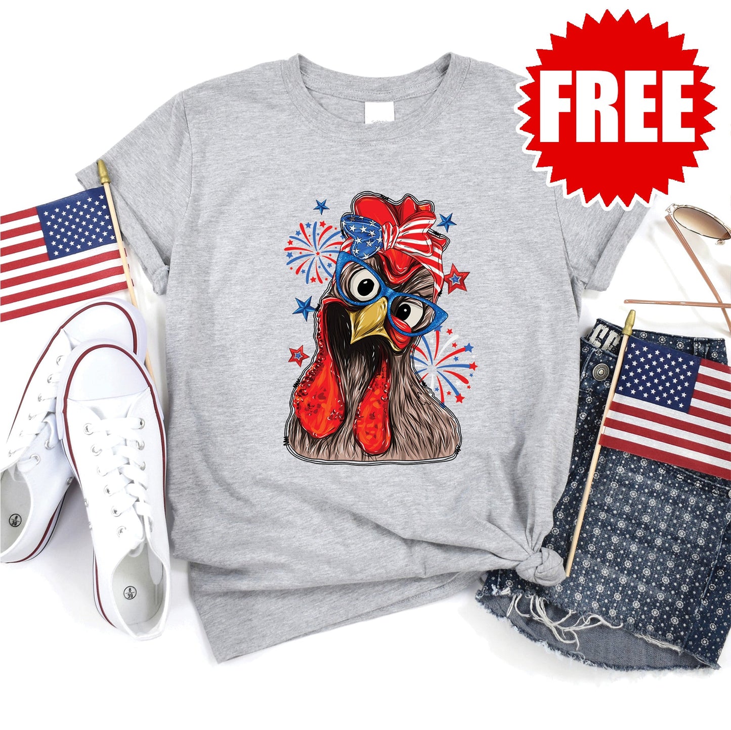 America Chicken Tee - Heather Grey - 0