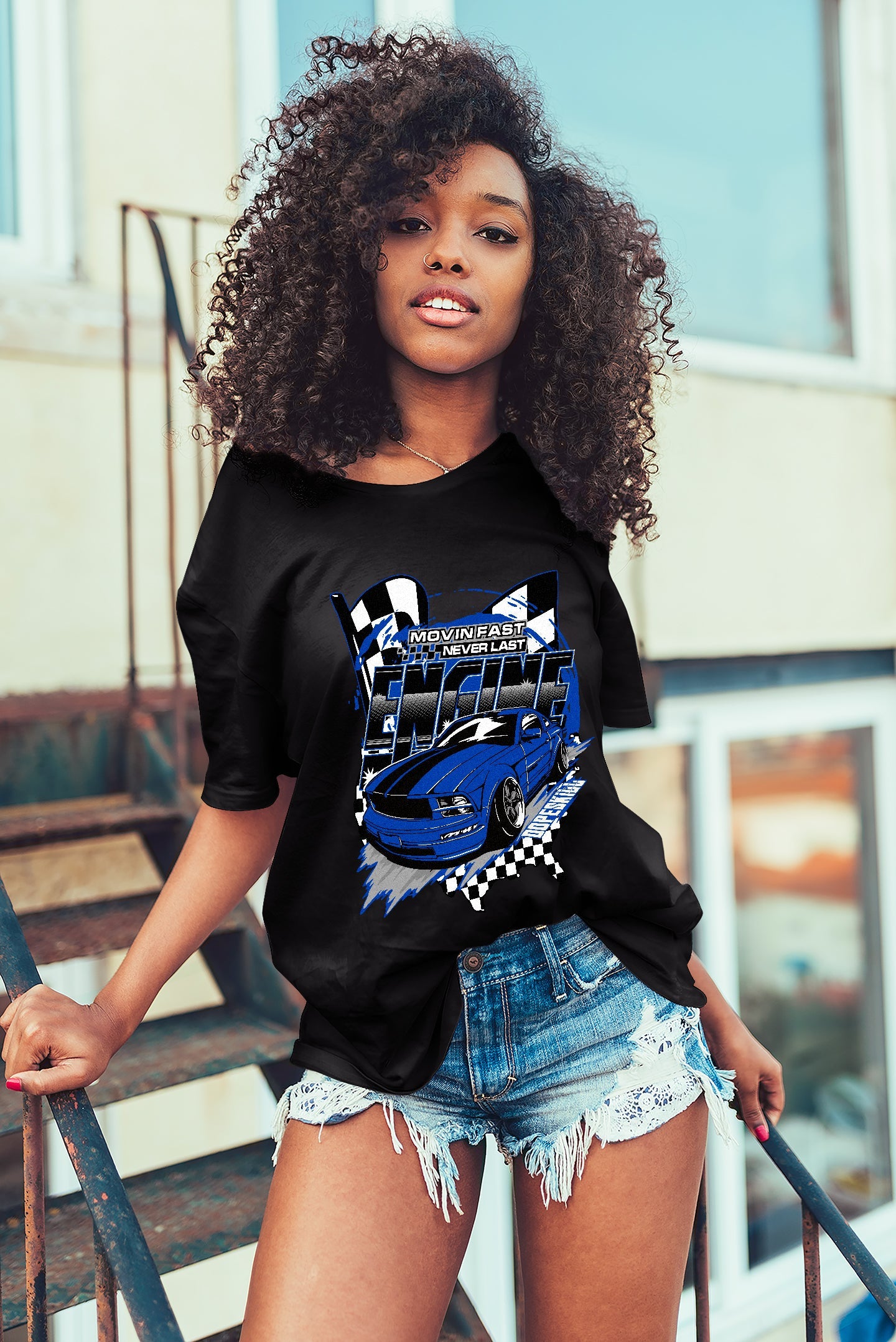 AJ 5 Racer Blue DopeSkill T-Shirt ENGINE Tshirt Graphic