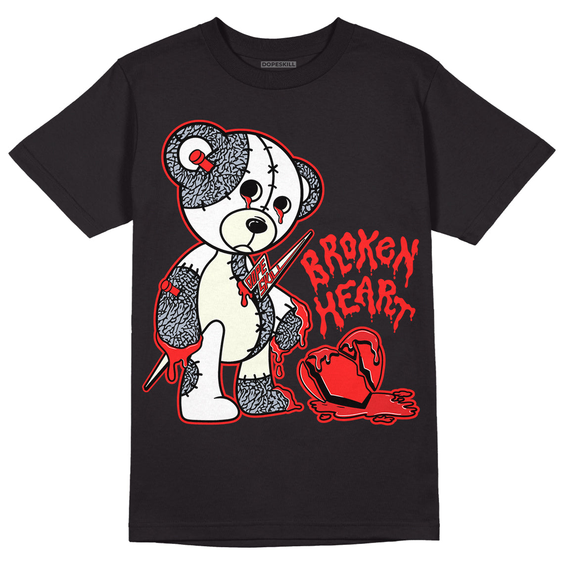 White Cement Reimagined 3s DopeSkill T-Shirt Broken Heart Graphic