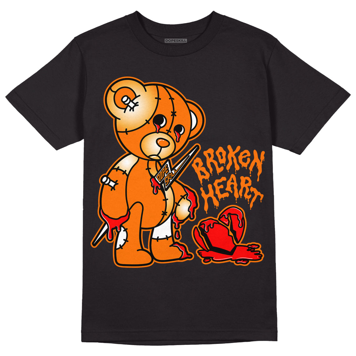 Dunk Low Magma Orange DopeSkill T-Shirt Broken Heart Graphic