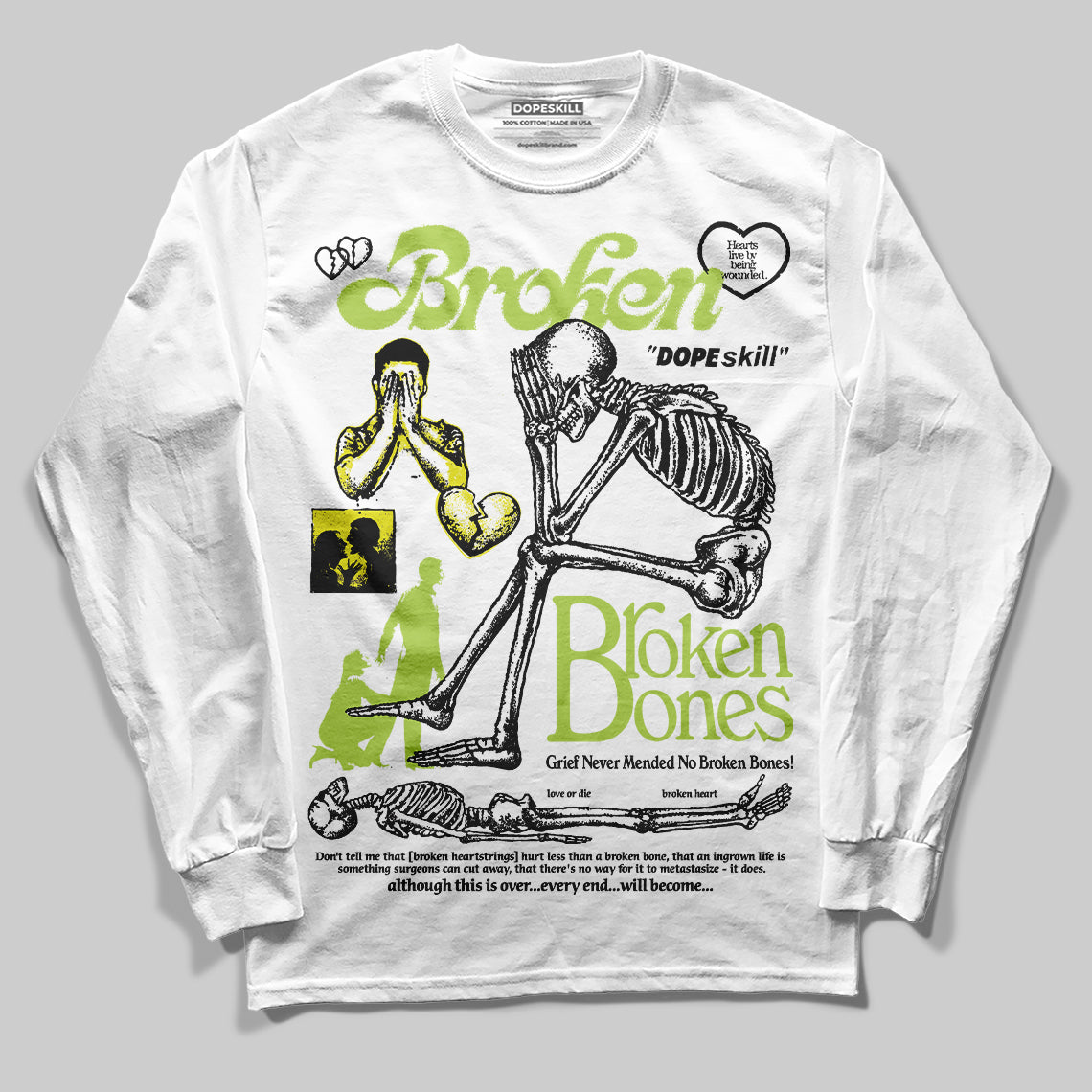 Bright Cactus 13s DopeSkill Long Sleeve T-Shirt Broken Bones Graphic