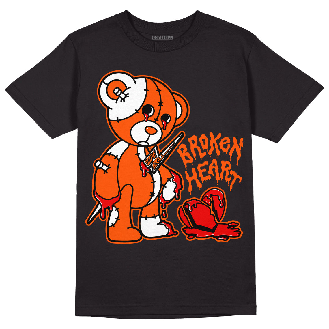 Orange Milk DopeSkill T-Shirt Broken Heart Graphic