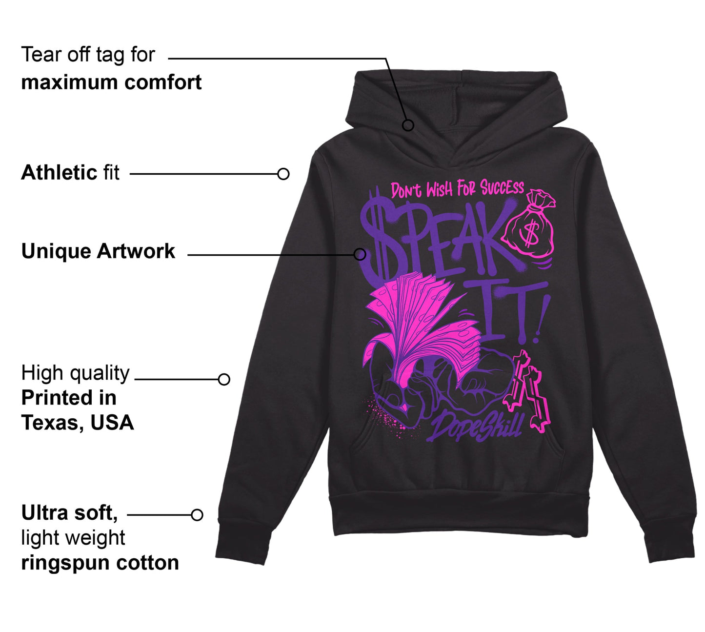 PURPLE Collection DopeSkill Hoodie Sweatshirt Speak It Graphic