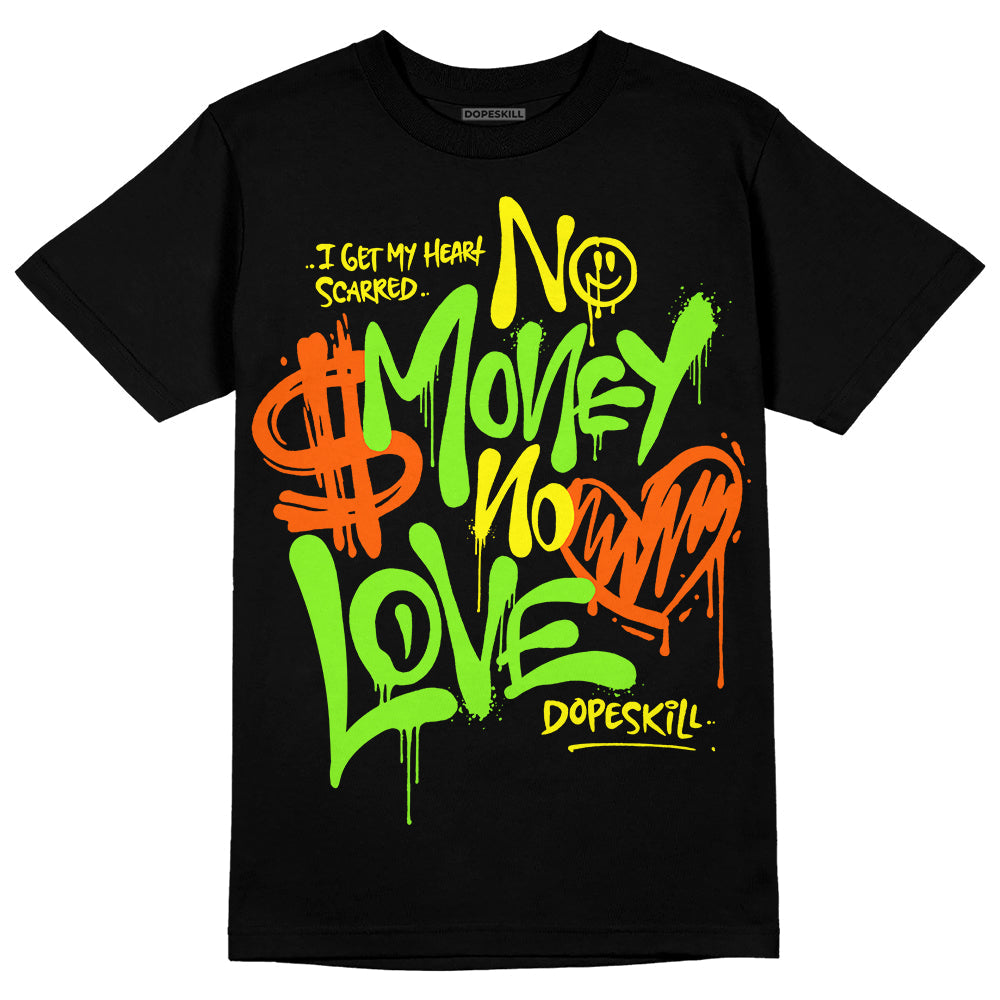 Neon Green Collection DopeSkill T-Shirt No Money No Love Typo Graphic