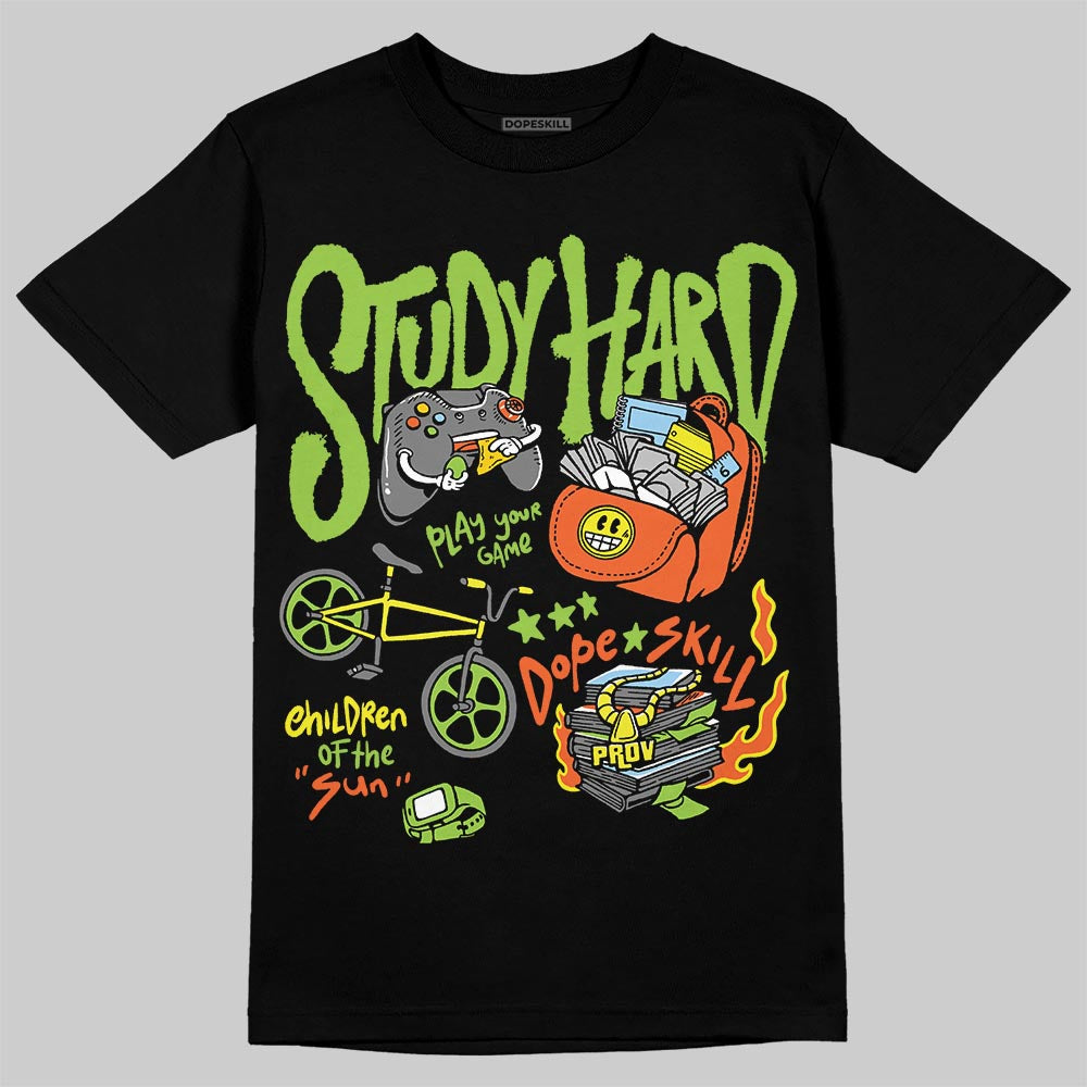 Neon Green Collection DopeSkill T-Shirt Study Hard Graphic
