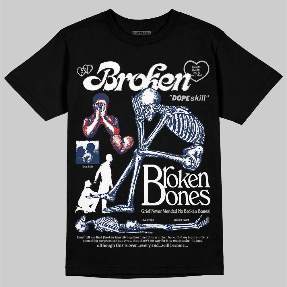 Summit White Navy 4s DopeSkill T-Shirt Broken Bones Graphic