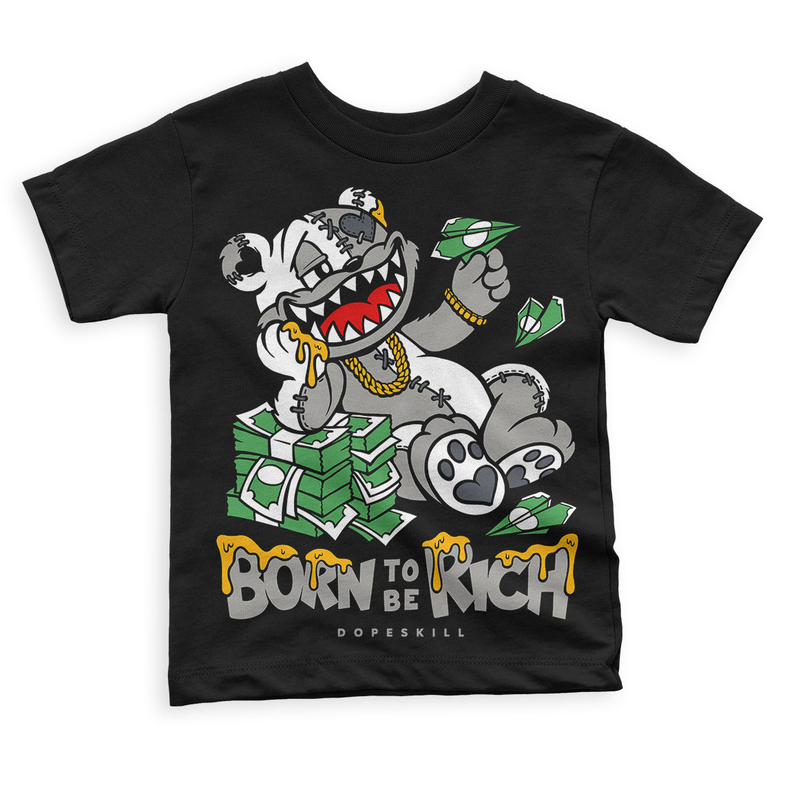 Cool Grey 11s DopeSkill Toddler Kids T-shirt Born To Be Rich Graphic