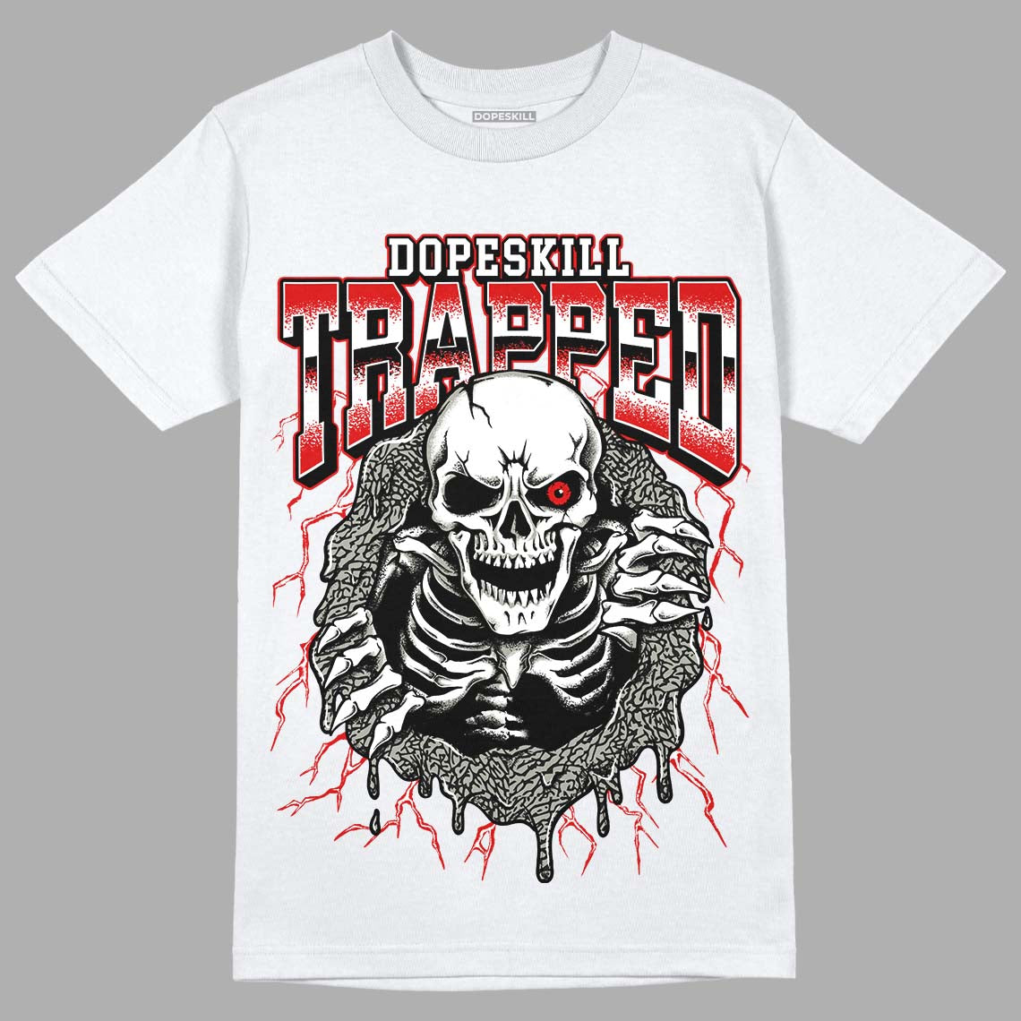 Fire Red 3s DopeSkill T-Shirt Trapped Halloween Graphic