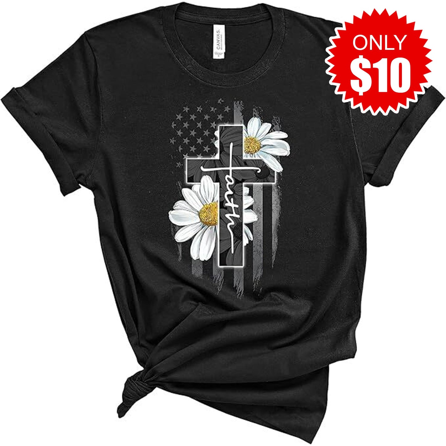 Faith Flag Daisy Tee - 10