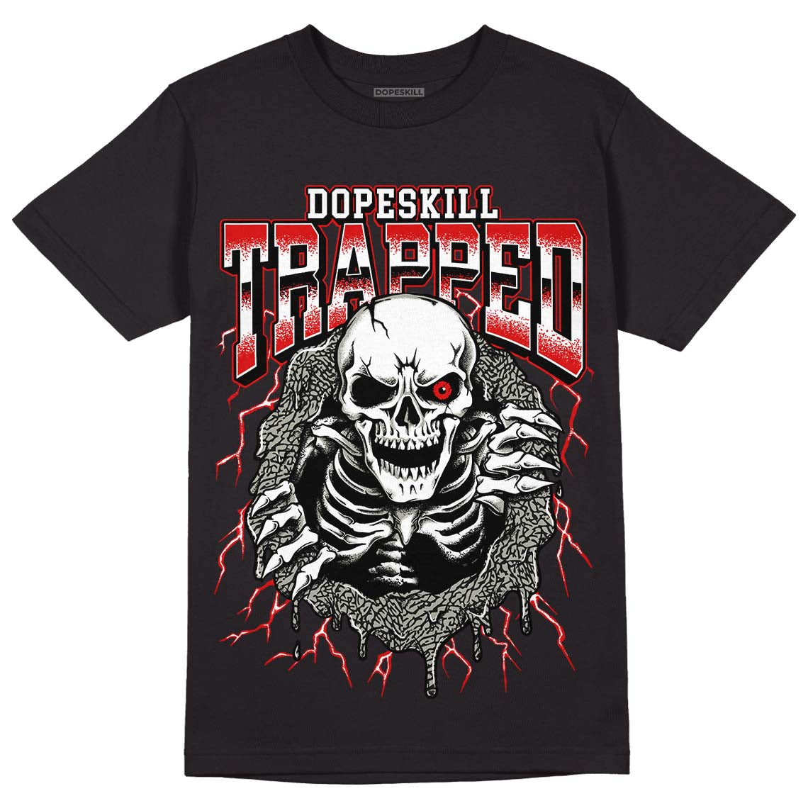 Fire Red 3s DopeSkill T-Shirt Trapped Halloween Graphic