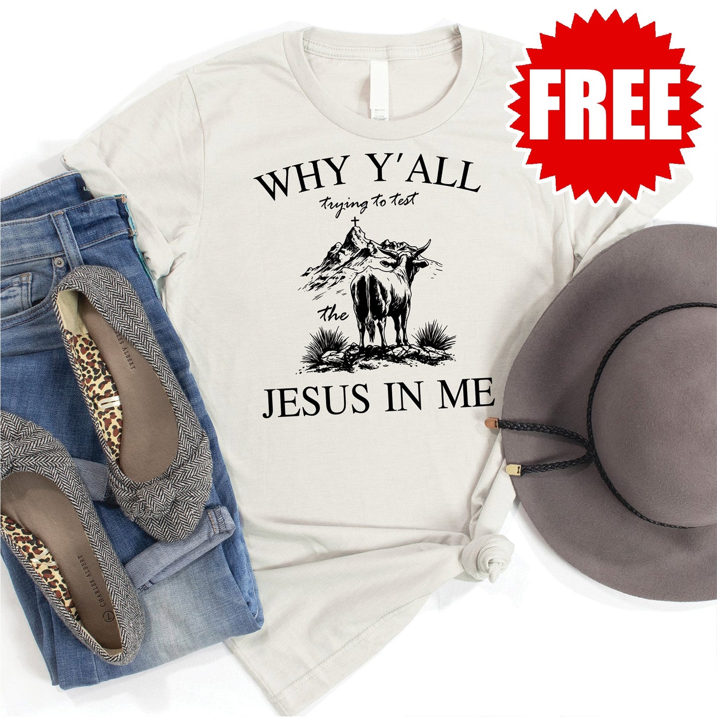Jesus In Me Tee - Heather Coconut - 0