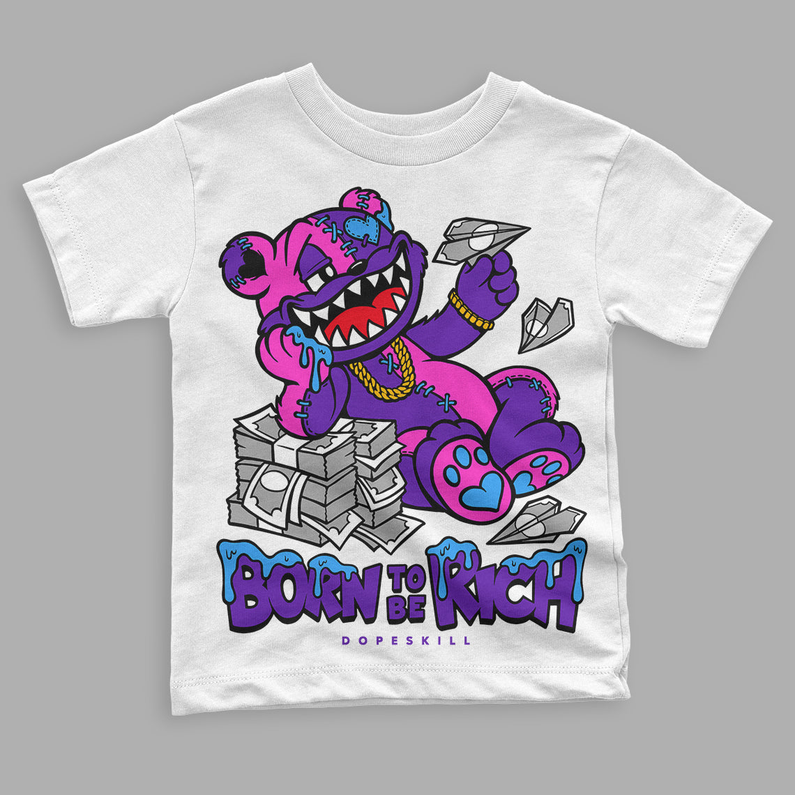 Court Purple 13s DopeSkill Toddler Kids T-shirt Born To Be Rich Graphic