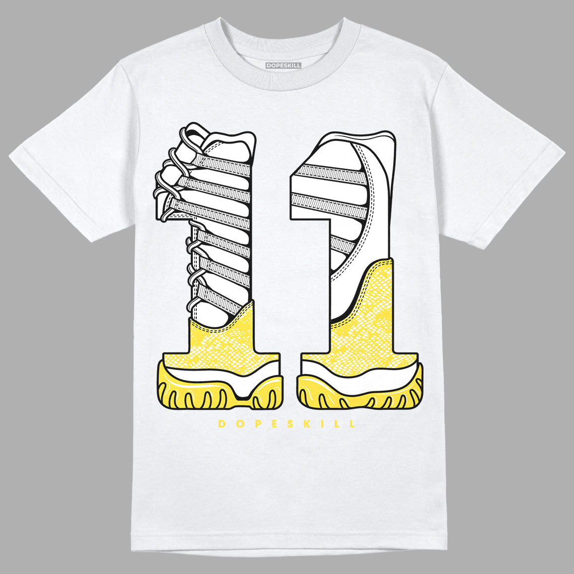 Yellow Snakeskin 11s DopeSkill T-Shirt No.11 Graphic