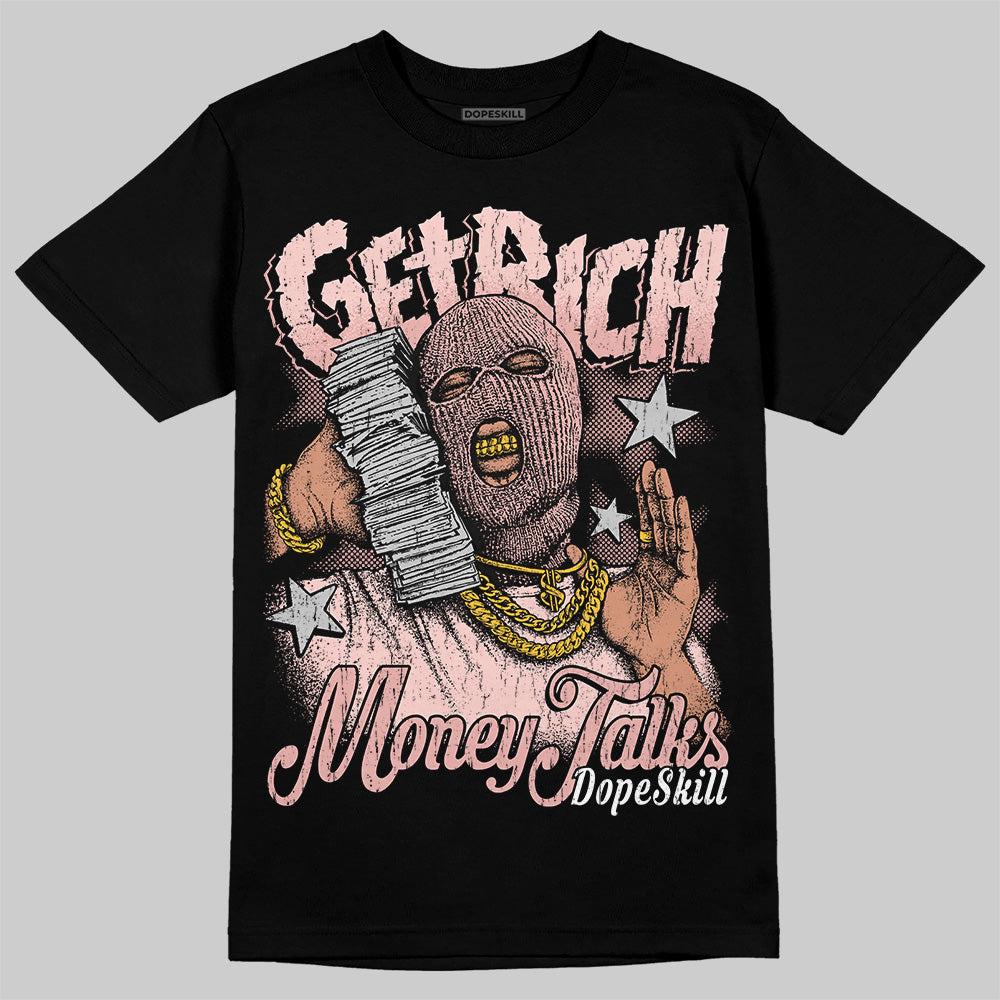 Leather Curb Glitter Pale Pink DopeSkill T-Shirt Get Rich Graphic