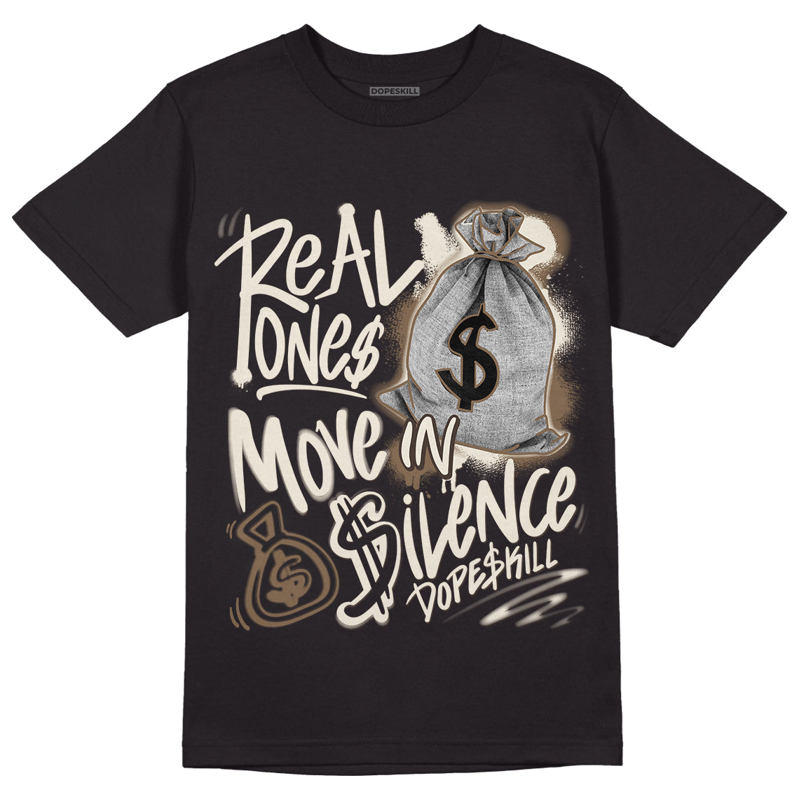 AJ 1 Low OG ‚ÄúReverse Mocha‚Äù DopeSkill T-Shirt Real Ones Move In Silence Graphic