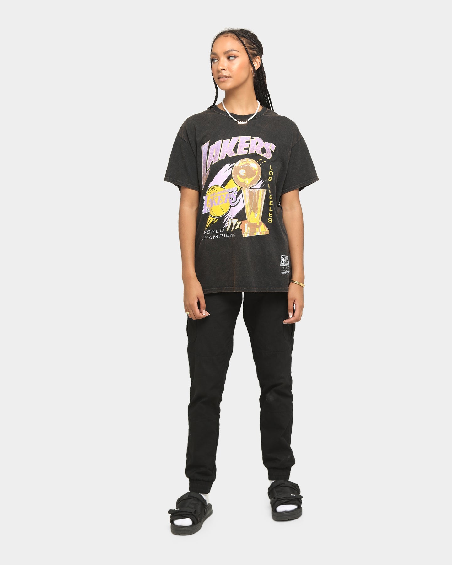 Mitchell & Ness Los Angeles Lakers 17 Times Champ T-Shirt Faded Black Style001