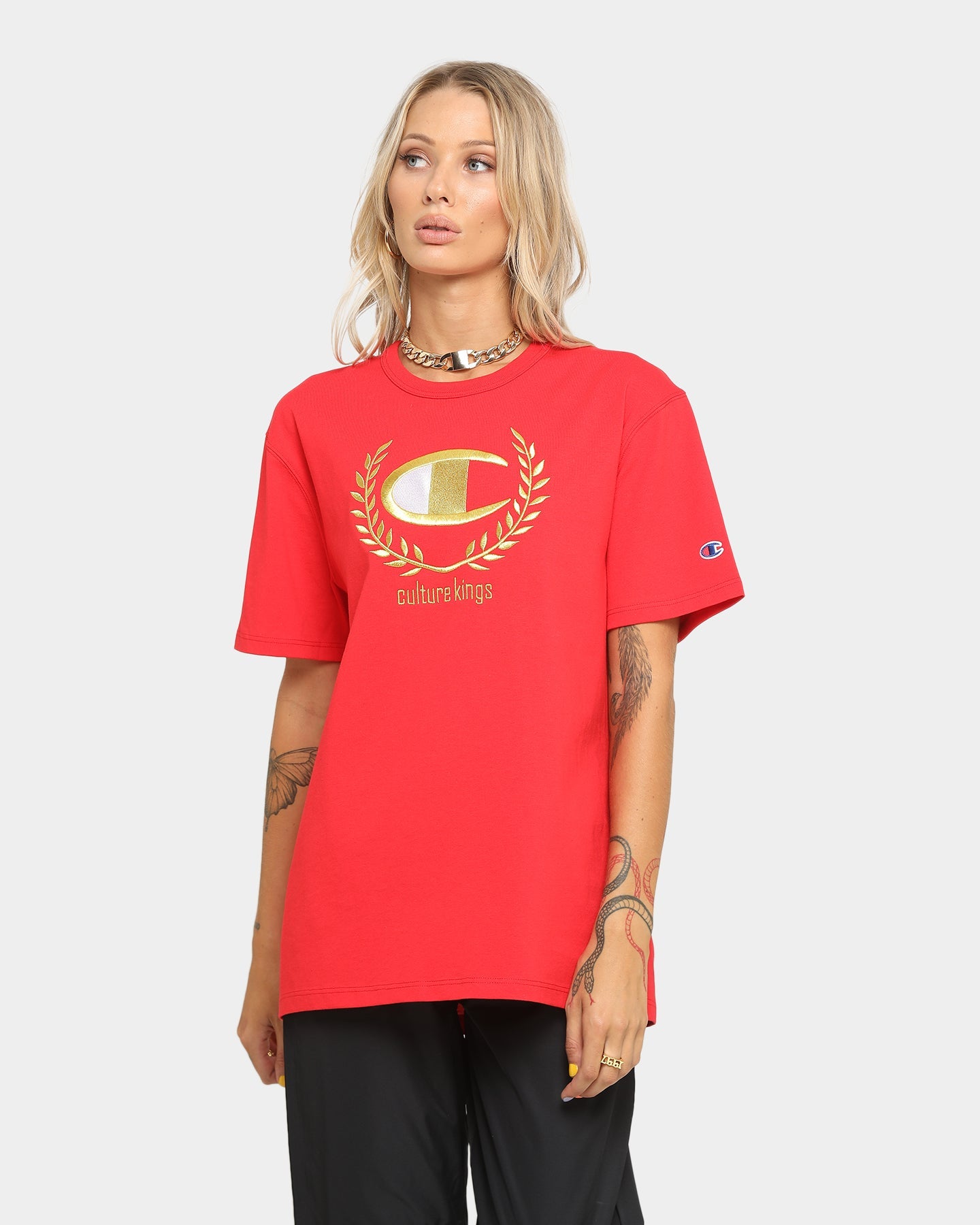 Champion Champion x Culture Kings Heritage T-Shirt Red/Gold Style001