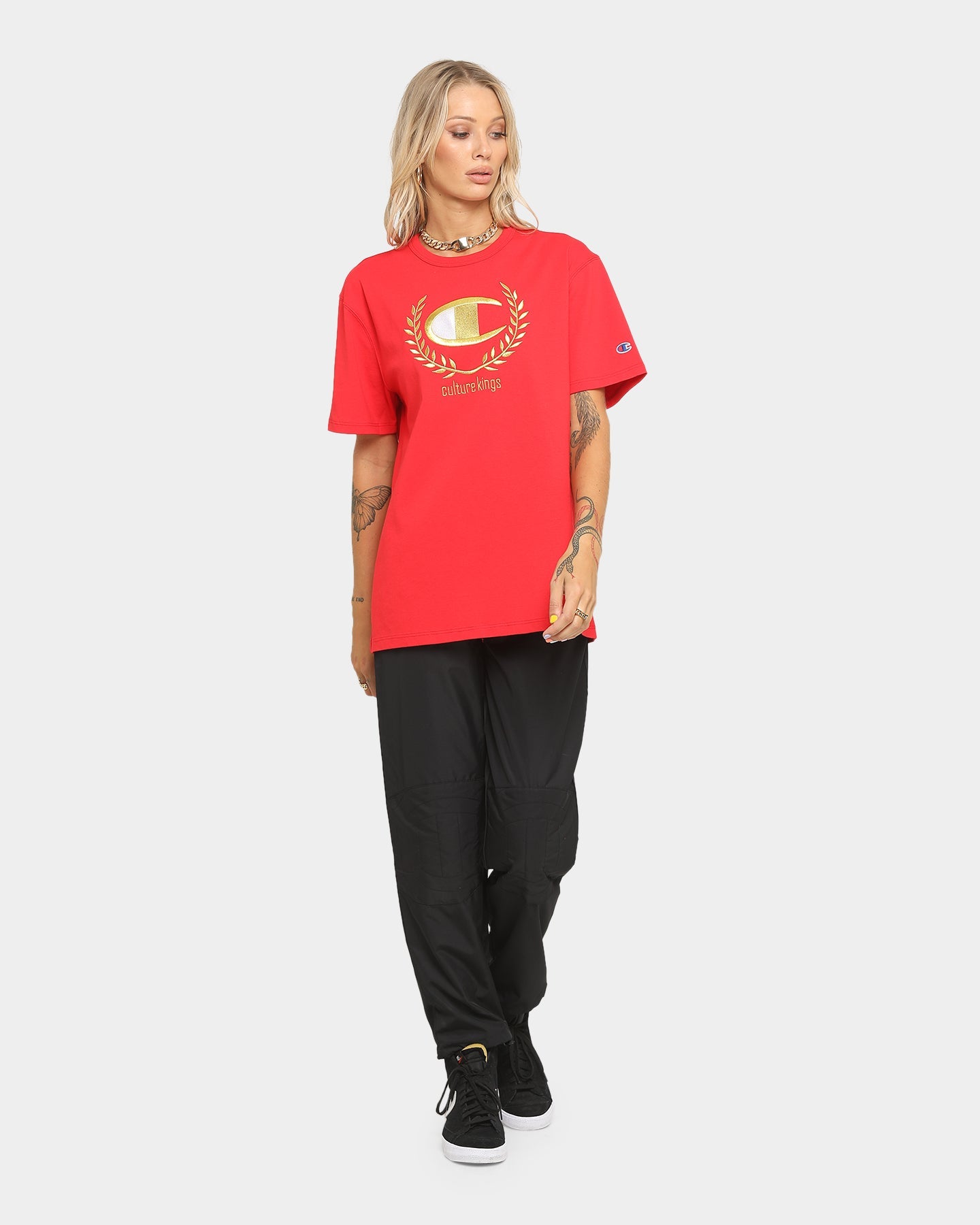 Champion Champion x Culture Kings Heritage T-Shirt Red/Gold Style001