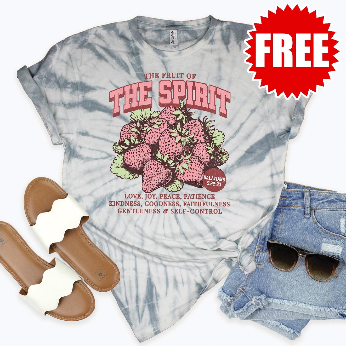 The Fruit of the Spirit Tee - Tie Dye Soft Grey - 0