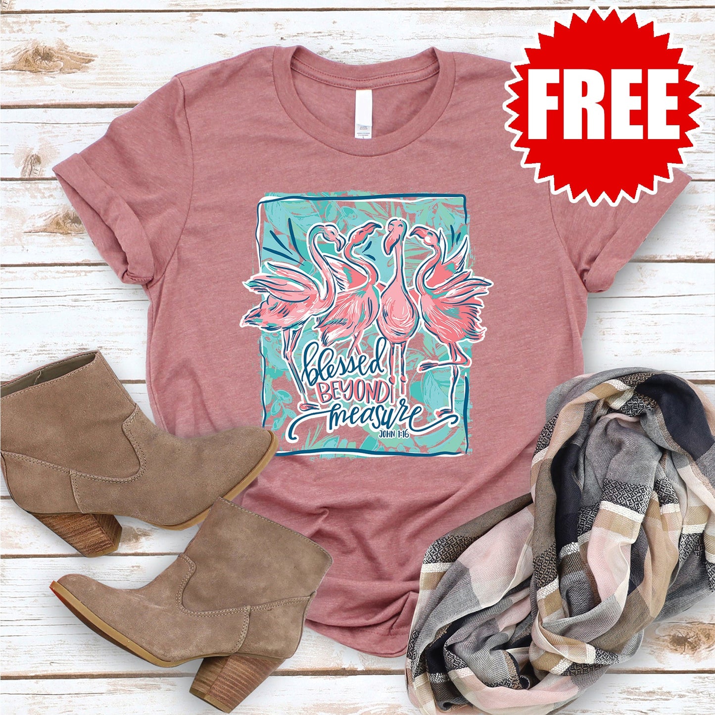 Blessed Beyond Measure Tee - Heather Mauve - 0