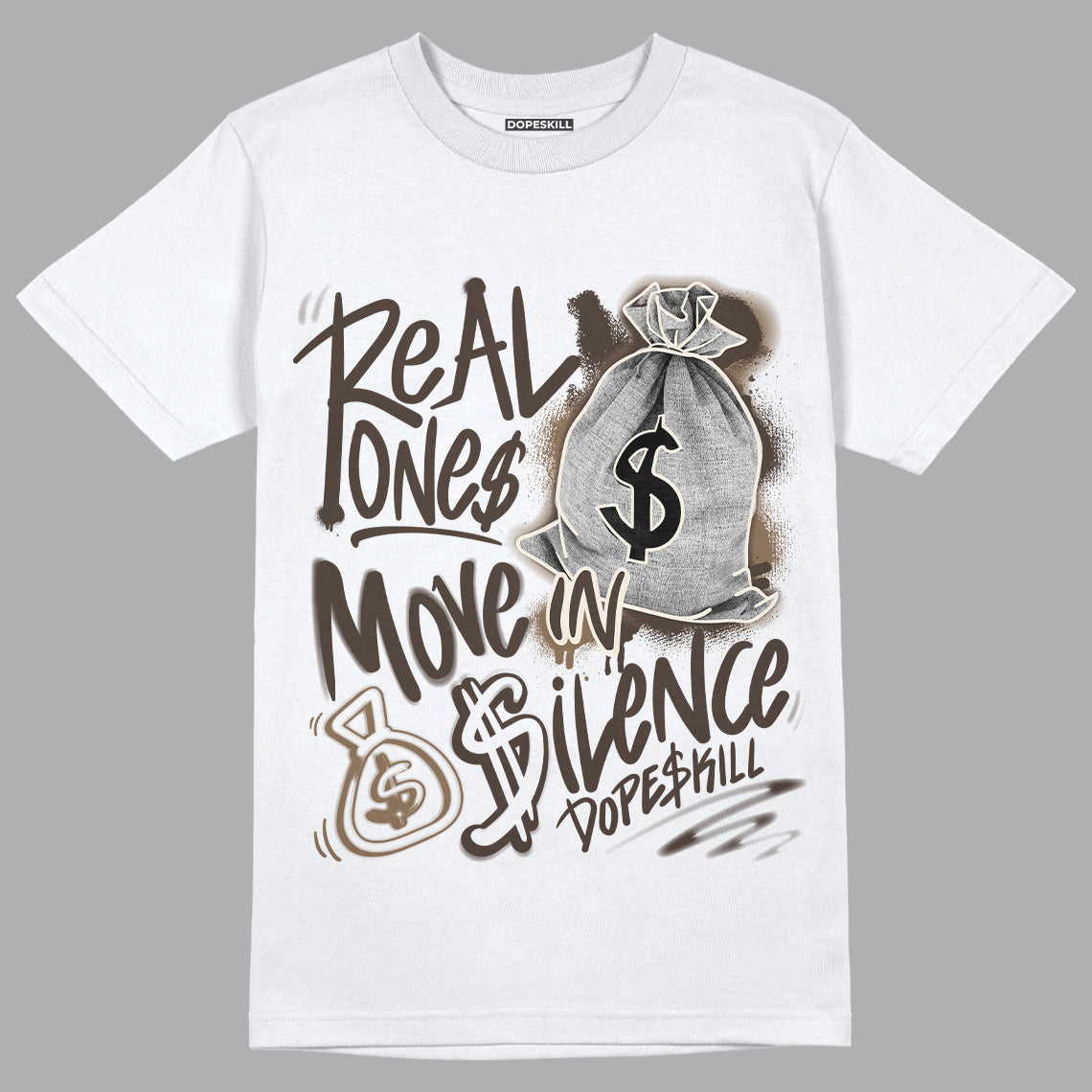 AJ 1 Low OG ‚ÄúReverse Mocha‚Äù DopeSkill T-Shirt Real Ones Move In Silence Graphic