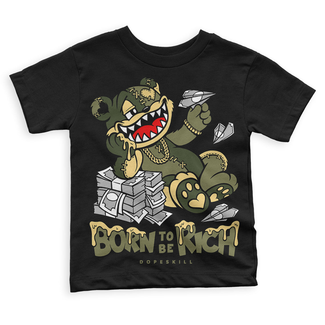 Craft Olive 4s DopeSkill Toddler Kids T-shirt Born To Be Rich Graphic
