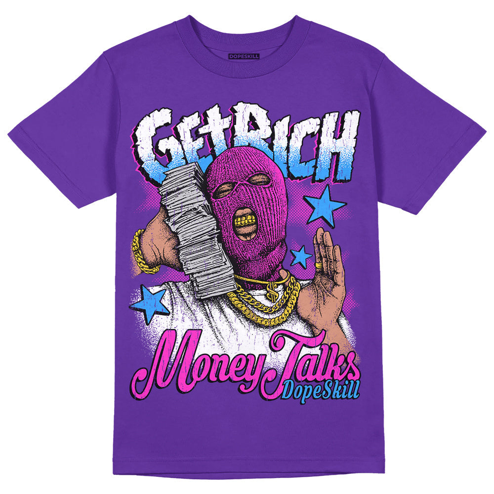 Dunk Purple Championship Court White DopeSkill Purple T-shirt Get Rich Graphic