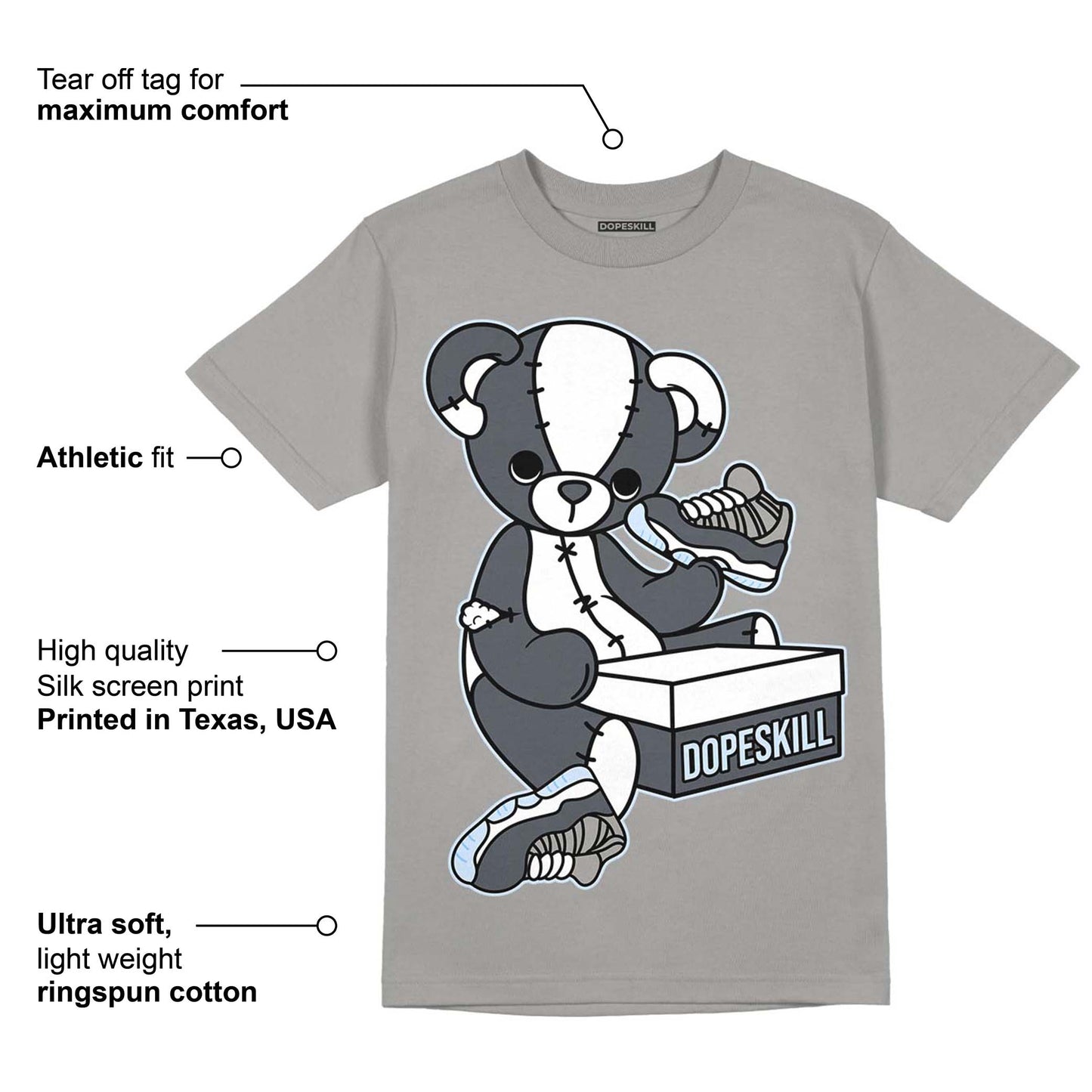 Cool Grey 11s DopeSkill Grey T-shirt Sneakerhead BEAR Graphic