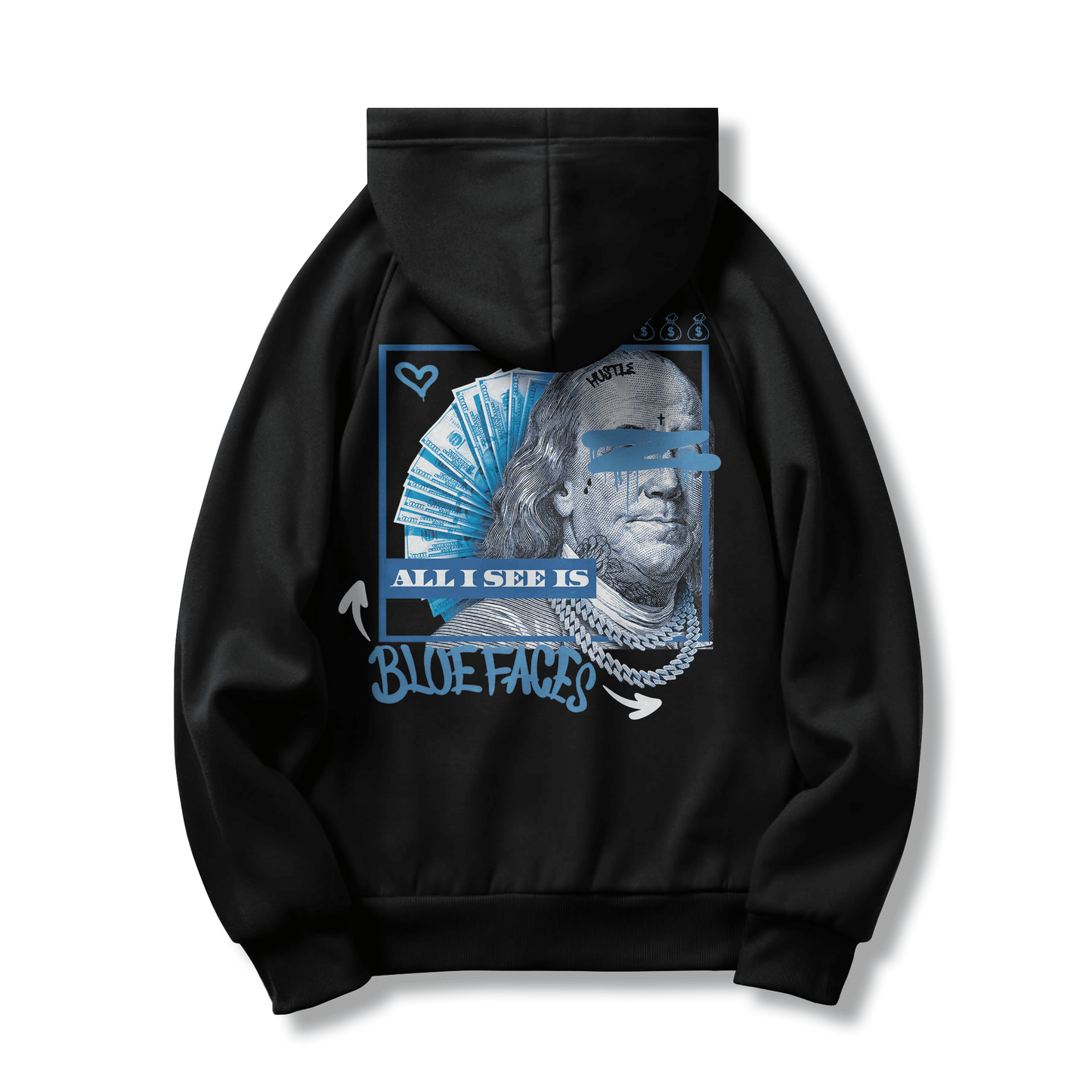 All I See is Blue Faces - Black Hoodie Sweatshirt