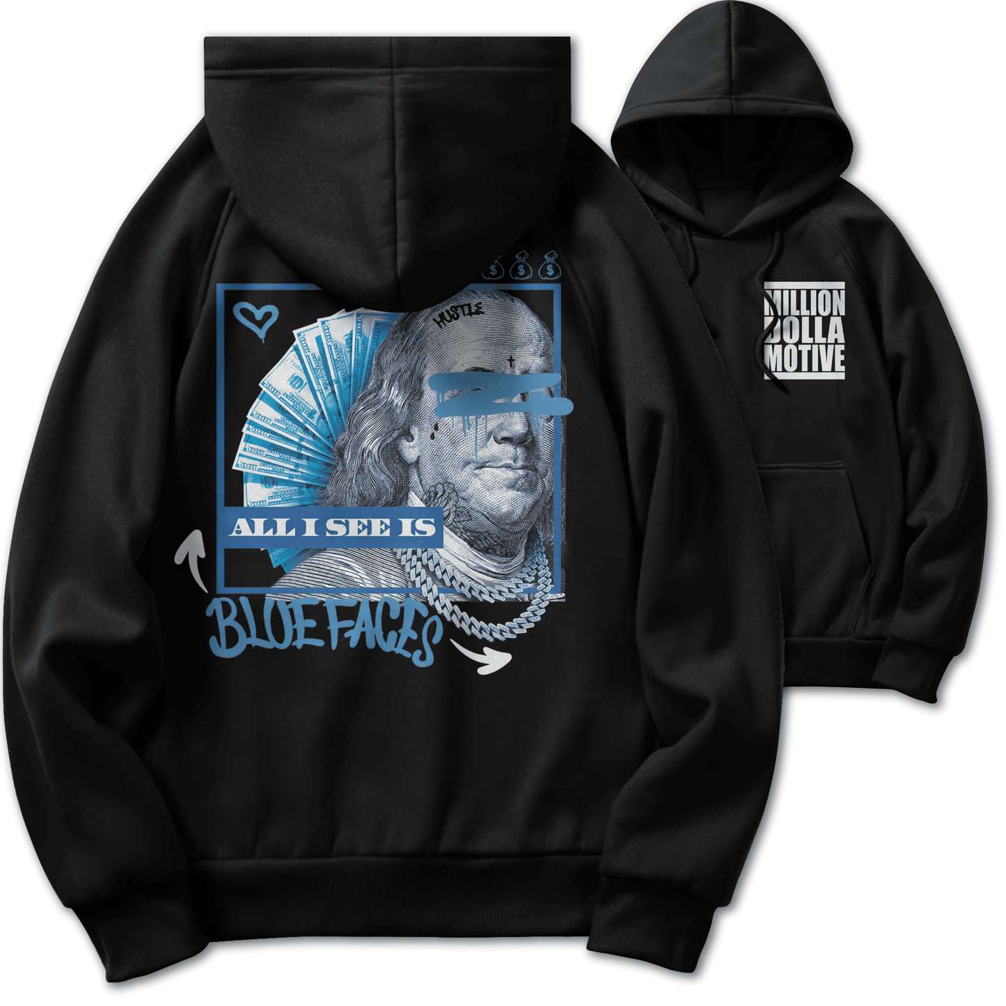 All I See is Blue Faces - Black Hoodie Sweatshirt