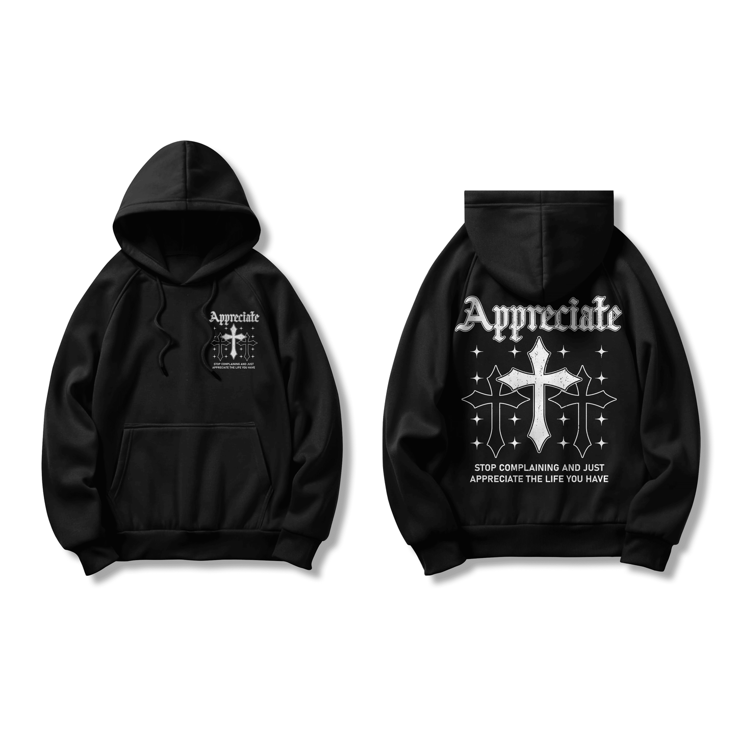 Appreciate Crosses - Black Hoodie Sweatshirt
