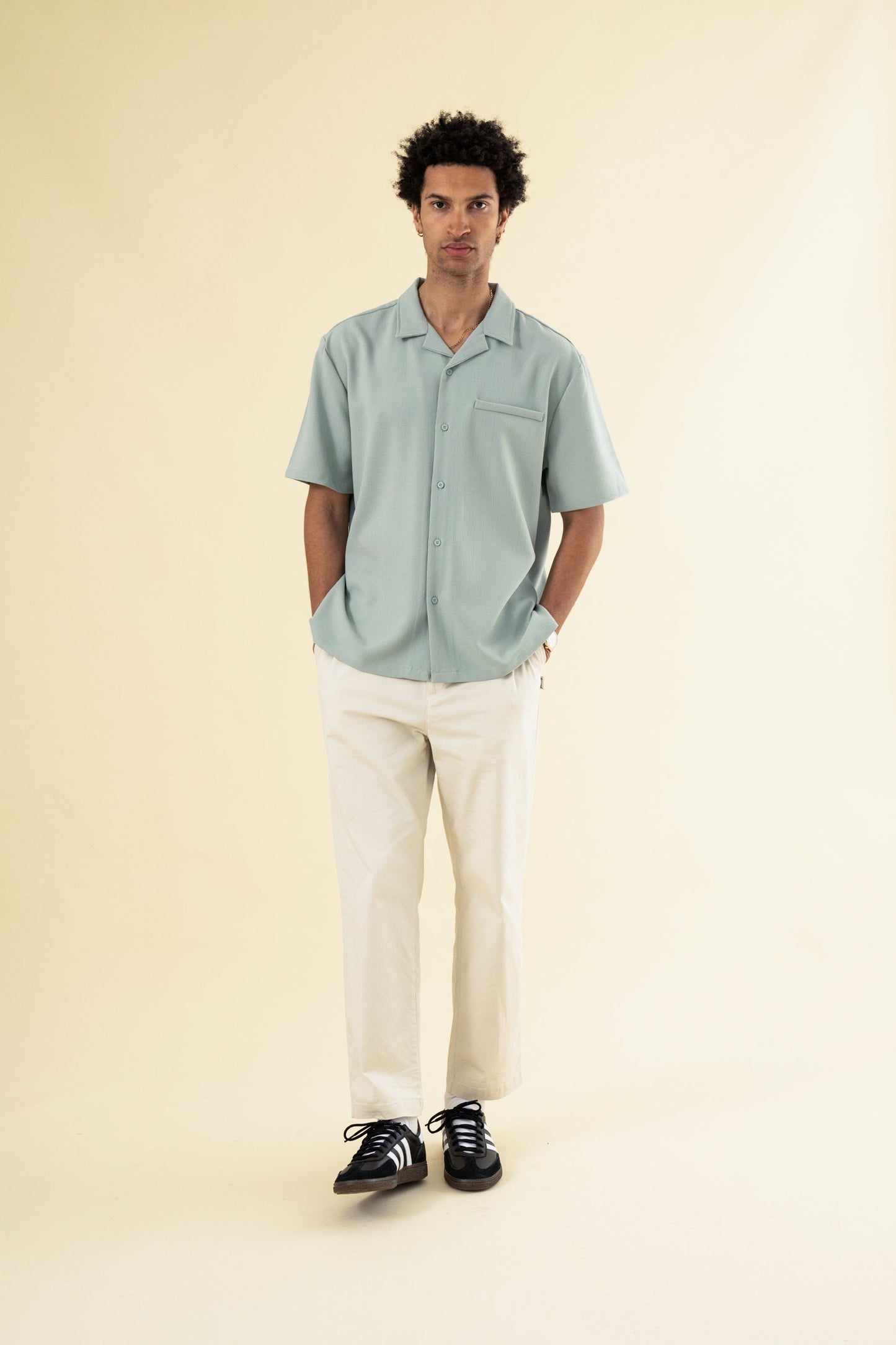 bound Heavy Cuban Textured SS Shirt - Brook Green