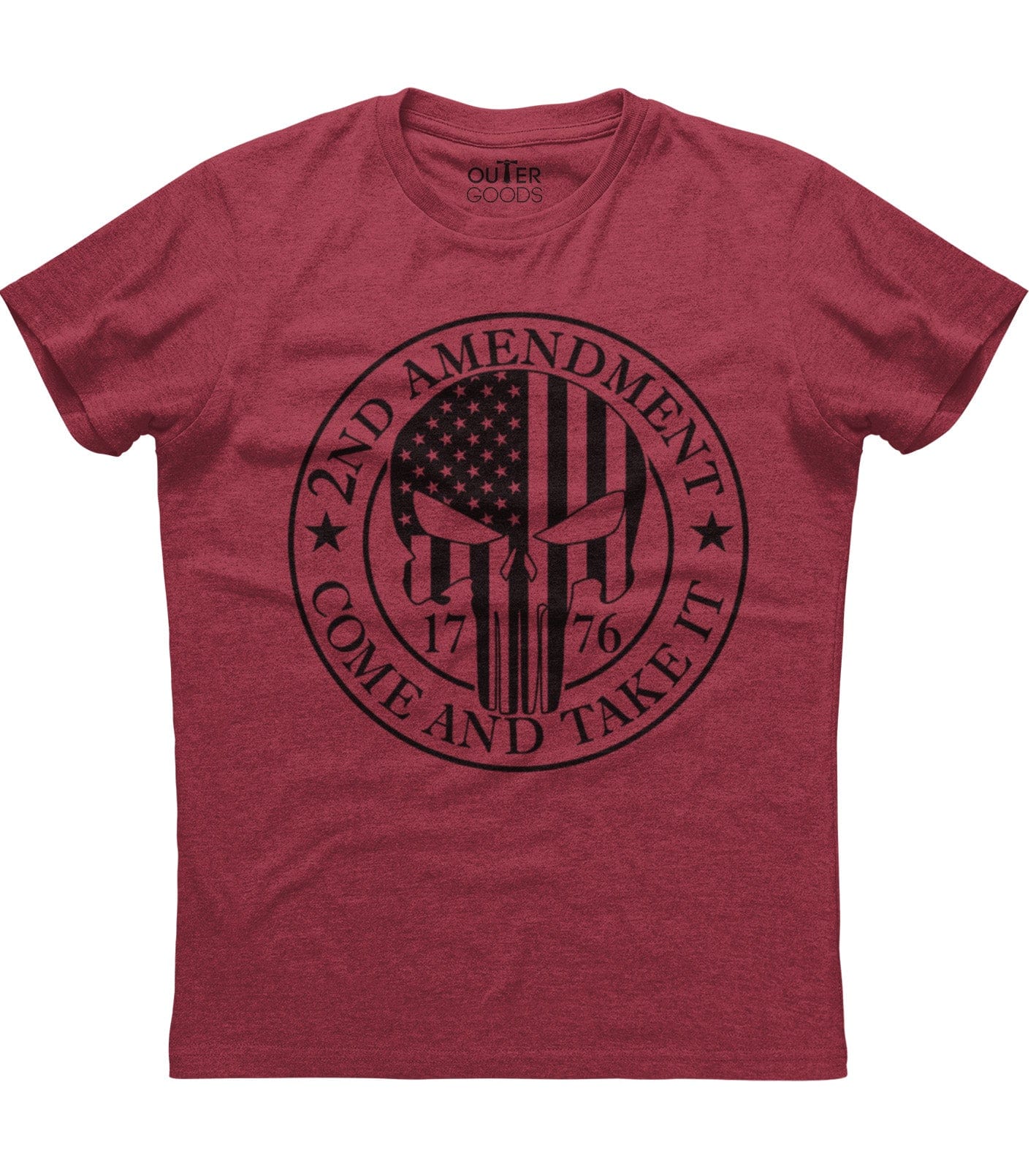 2nd Amendment Come And Take It Punisher Skull American Flag 1776 Patriotic T-Shirt (O)