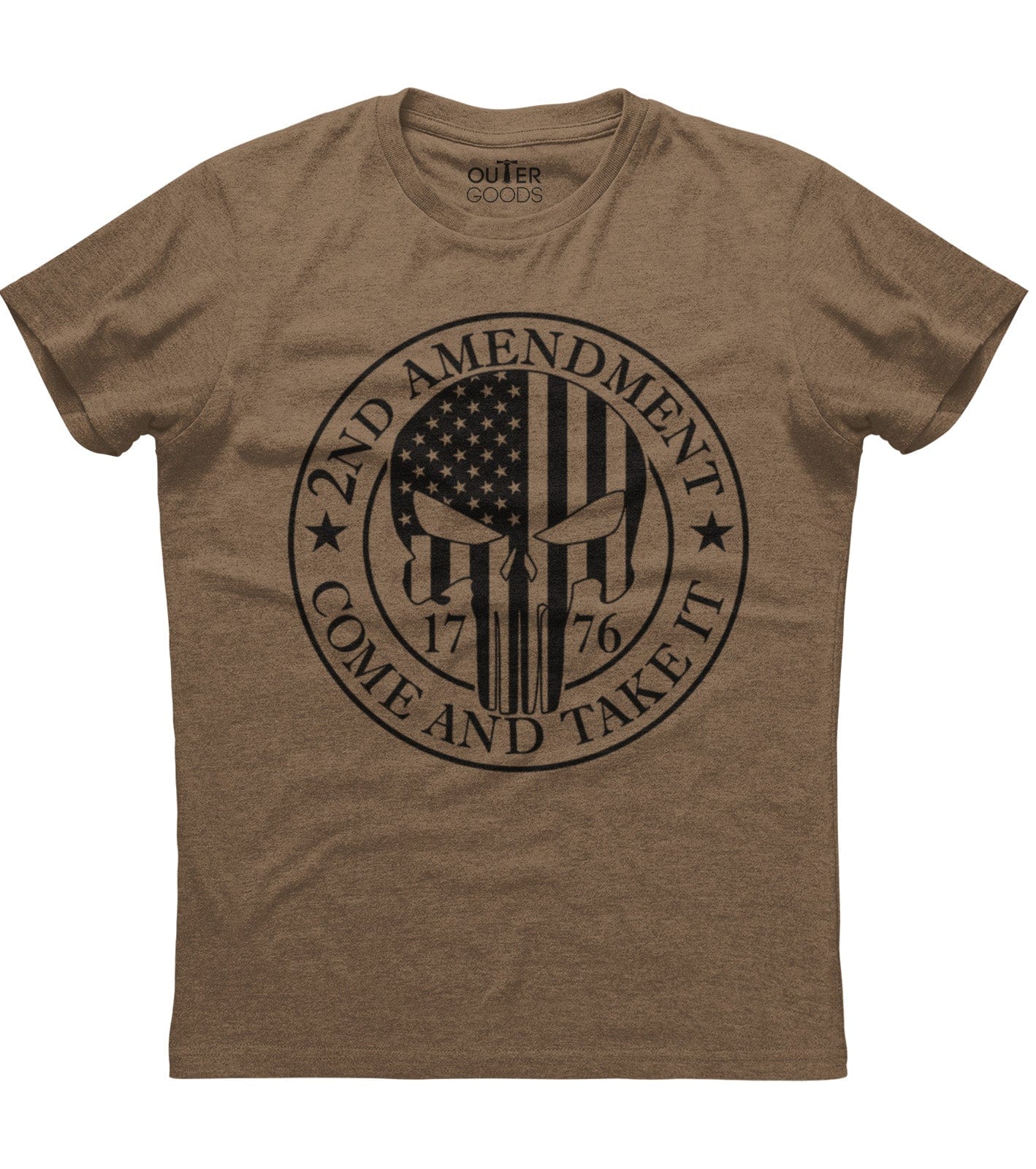 2nd Amendment Come And Take It Punisher Skull American Flag 1776 Patriotic T-Shirt (O)