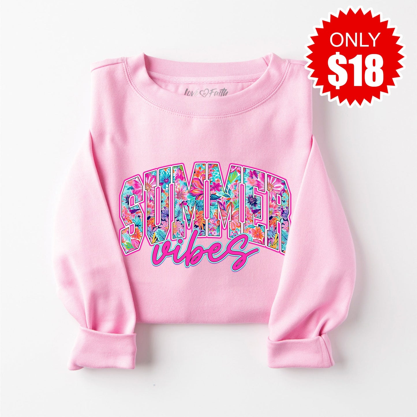 Summer Vibes Sweatshirt - Heather Bubble Gum - 18 Style005