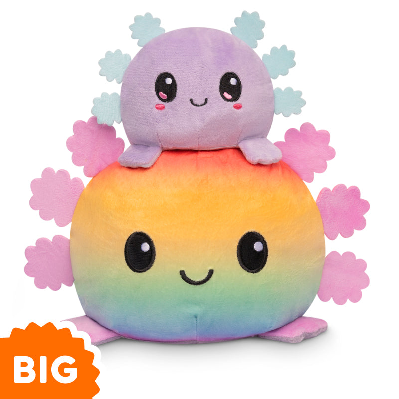 TeeTurtle Big Reversible Axolotl Plushie (Rainbow + Gray)