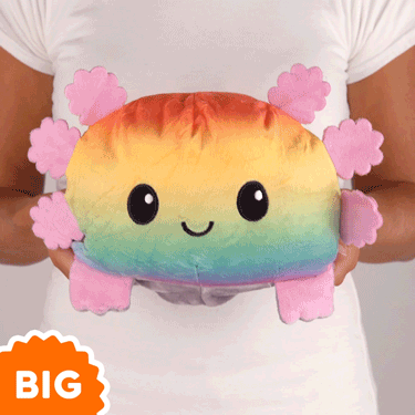 TeeTurtle Big Reversible Axolotl Plushie (Rainbow + Gray)