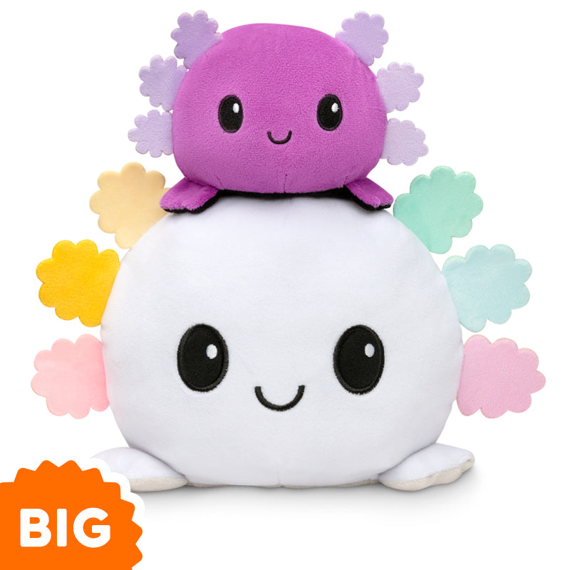 TeeTurtle Big Reversible Axolotl Plushie (Rainbow Gills)