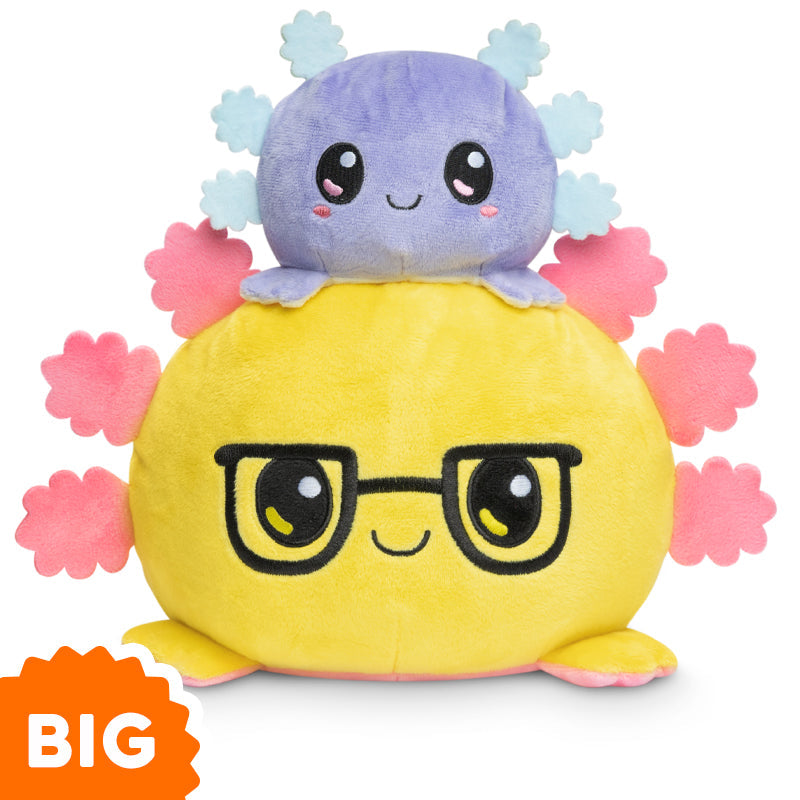 TeeTurtle Big Reversible Axolotl Plushie (Glasses)