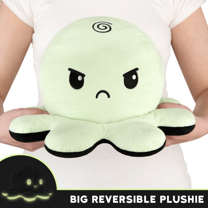 TeeTurtle Big Reversible Octopus Plushie (Green Glow + Black)