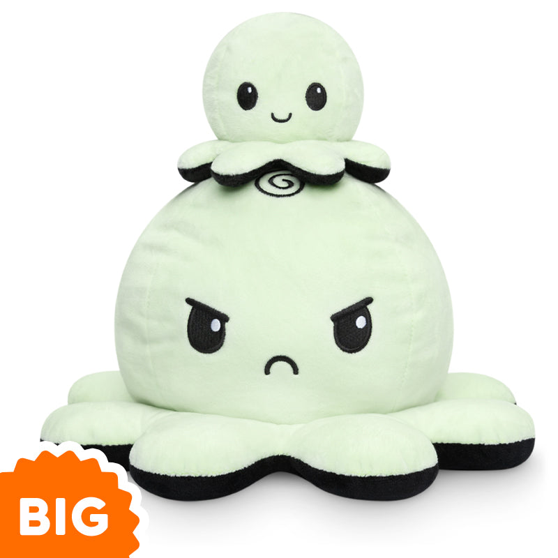 TeeTurtle Big Reversible Octopus Plushie (Green Glow + Black)