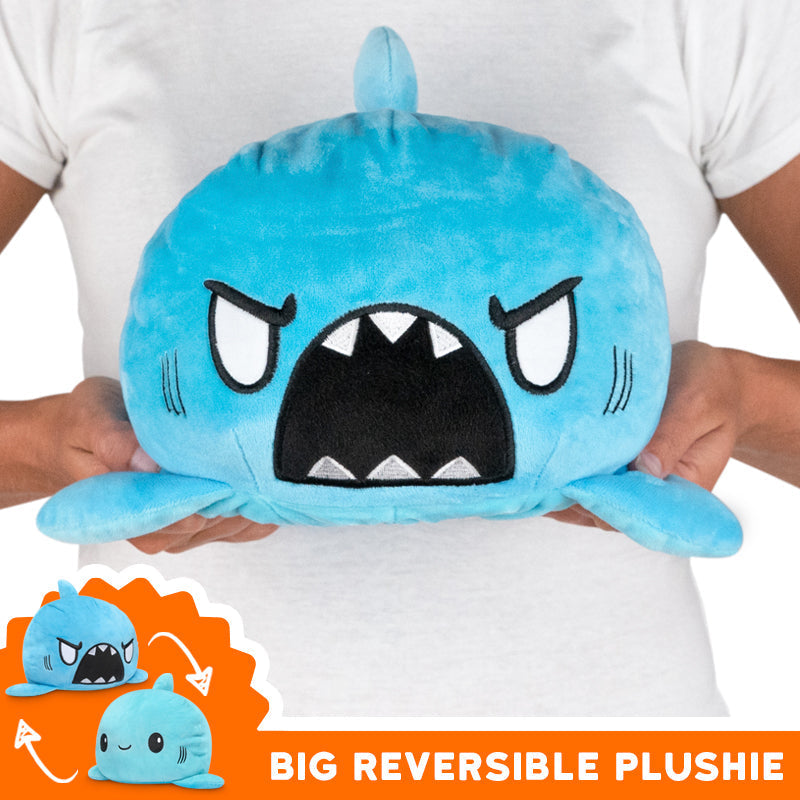TeeTurtle Big Reversible Shark Plushie (Blue + Light Blue)